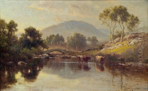 Flusslandschaft Mit Kuhen Oil Painting by Edward Henry Holder