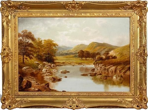 River Landscape Oil Painting by Edward Henry Holder