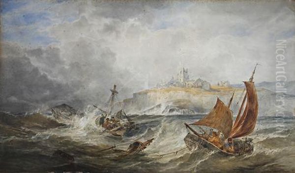 Battling The Stormy Weather Oil Painting by Henry James G. Holding