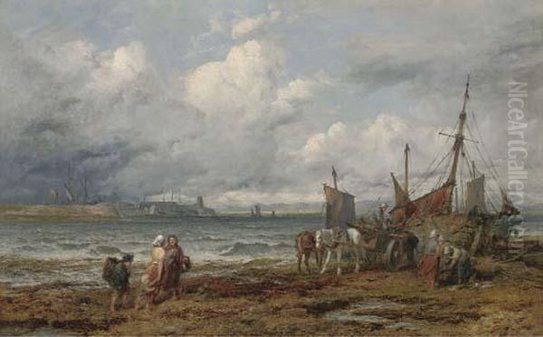 Loch Fyne, Herring Boats At Ardrosson Oil Painting by Henry James G. Holding