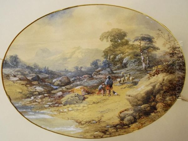 Scottish Landscape Withshepherds Oil Painting by John Holding