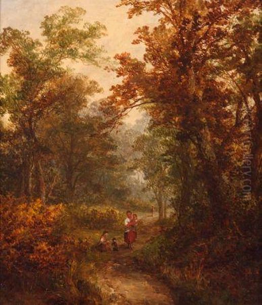 Family Group On A
Woodland Path Oil Painting by John Holding