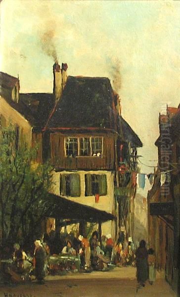 Village Scene Oil Painting by Ramsome Gillet Holdredge