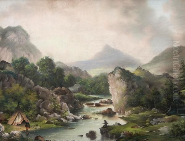 Trout River, Trout Lake Oil Painting by Alfred Worsley Holdstock