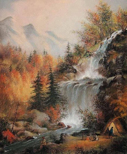 Muskoka Falls Oil Painting by Alfred Worsley Holdstock