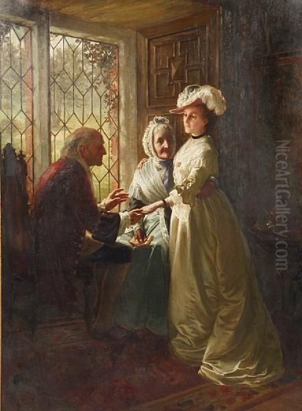 A Daughter Taking Leave Of Her Parents Oil Painting by William Brassey Hole