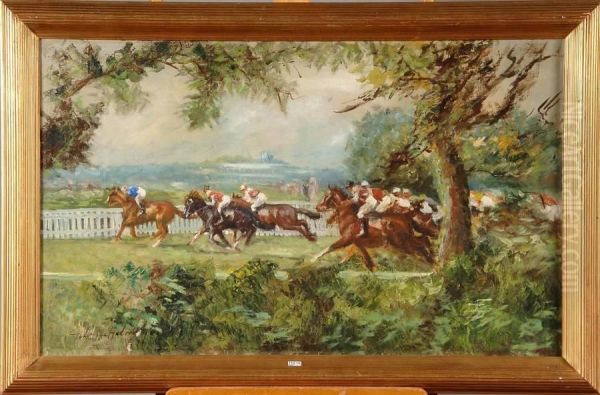 Course De Chevaux Oil Painting by Gilbert Holiday