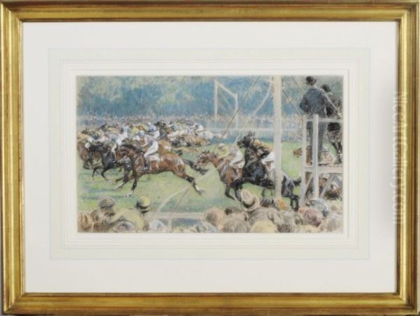 The Start Of The Derby Oil Painting by Gilbert Holiday