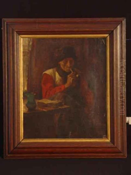 Pfeifenraucher In Der Stube Oil Painting by John Holl