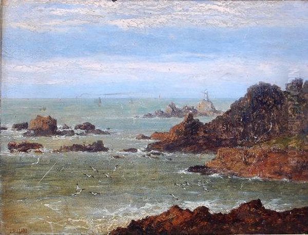 Coastal Scene With Lighthouse Oil Painting by John Snr. Holland