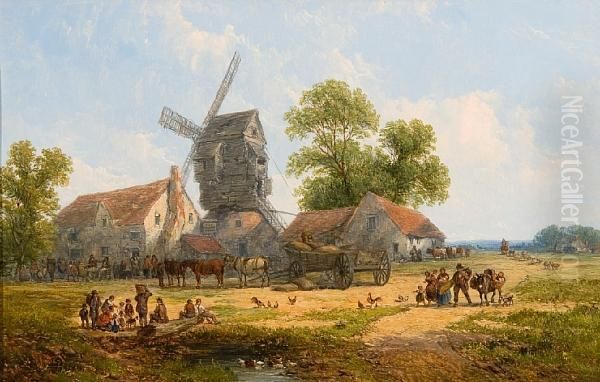 'outside The Malt Shovel'; And 'outside Thewindmill Inn' Oil Painting by John Ii Holland