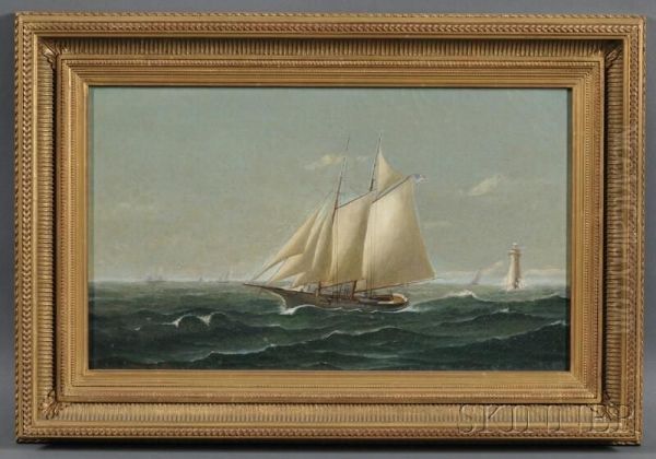 American Schooner Oil Painting by R. Holland