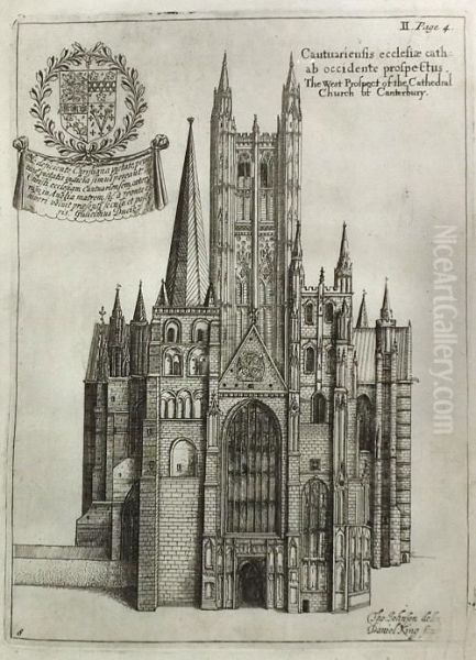 South Prospect Of The Cathedral Oil Painting by Wenceslaus Hollar