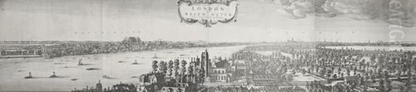 The Prospect Of London And Westminster Taken From Lambeth Oil Painting by Wenceslaus Hollar