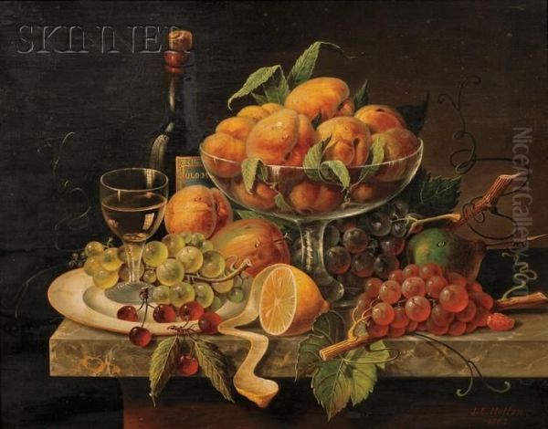 Still Life With Fruit Oil Painting by John Edward Hollen