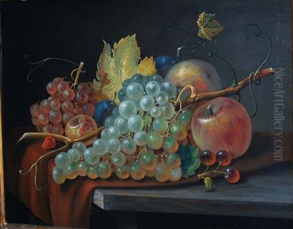 Still Life With Fruit Oil Painting by John Edward Hollen