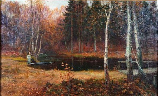 A Quiet Pool Oil Painting by Horatio R. Hollingdale