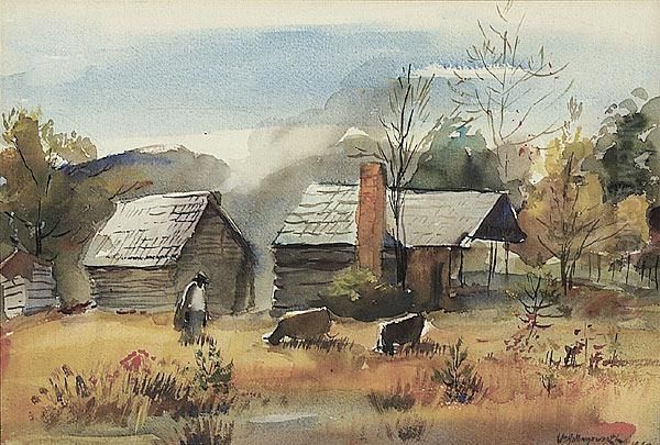 Rural Cabin Scene Oil Painting by William R., Hollingsworth Jr.