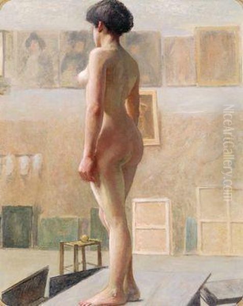 Modell Im Atelier Oil Painting by Simon Hollosy