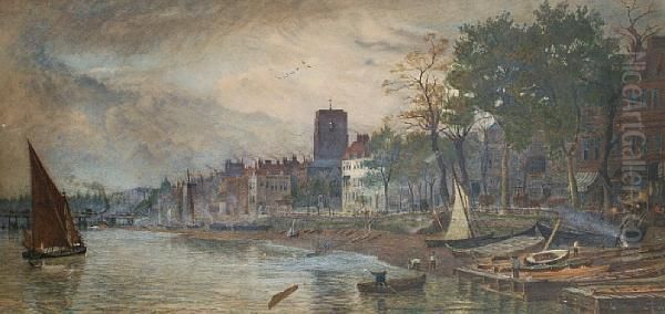 No 1 Cheyne Walk Chelsea Oil Painting by Charles Edward Holloway