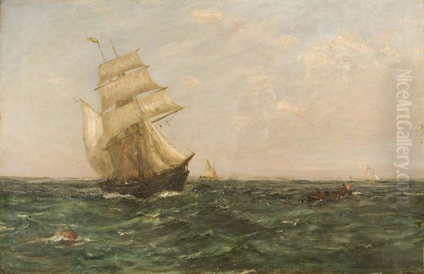 Veliero In Mare Aperto Oil Painting by Charles Edward Holloway