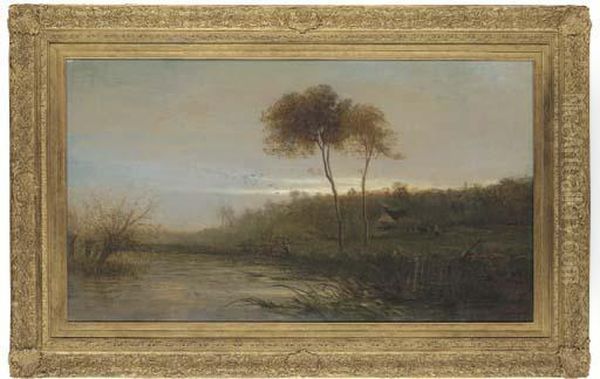 On The Wandle Oil Painting by Charles Edward Holloway