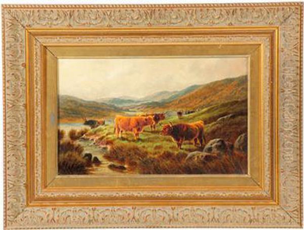 Cattle At A Stream Oil Painting by William Perring Hollyer