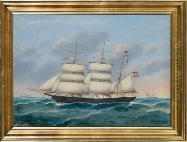 Ship Portrait Of Barque Herman Of Copenhagen Oil Painting by Peter Cristian Holm