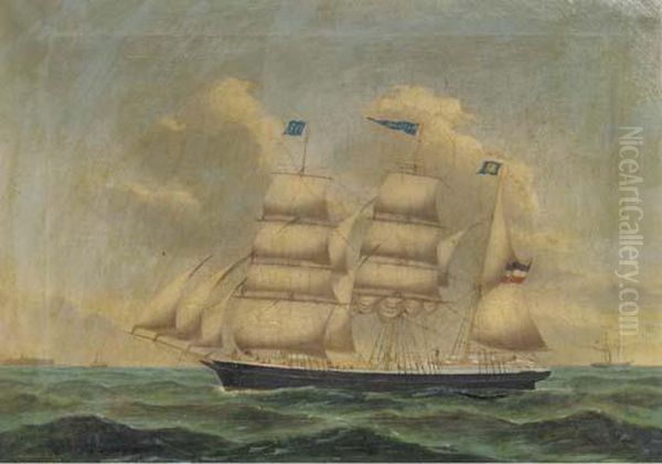 The Dutch Barque Voolph In The Sound Off Kronborg Oil Painting by Peter Cristian Holm