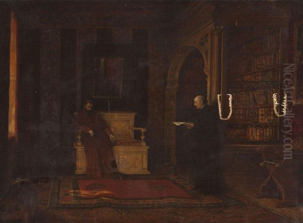 Geistliche In Der Bibliothek Oil Painting by August Holmberg