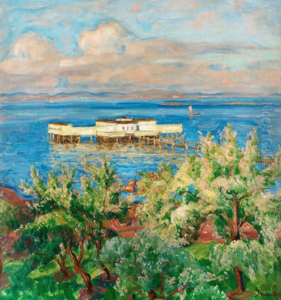 Kallbadhuset Oil Painting by Thorolf Holmboe