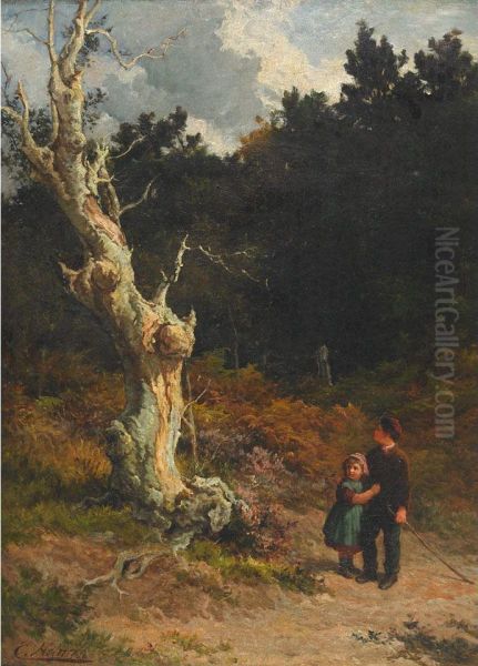 Young Travelers And The Old Haunted Tree Oil Painting by Edward Holmes