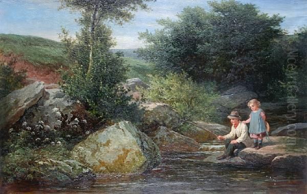 The Young Angler Oil Painting by Edward Holmes