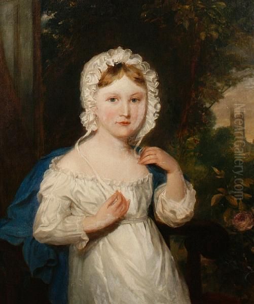 Portrait Of Mary Perceval, Daughter Of Thehonorable Reverend Charles George Perceval, At Age 4 Oil Painting by James Holmes