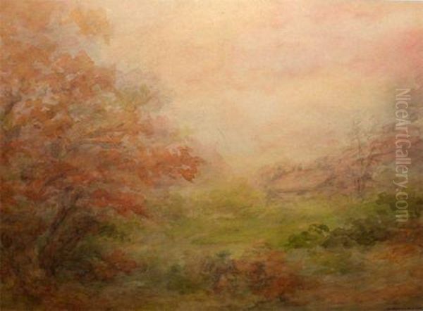 Wooded Landscape With Cottage Oil Painting by Cornelius Holmes-Winter