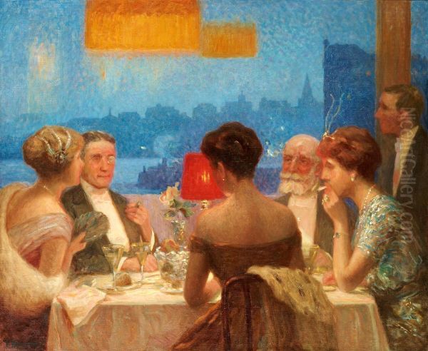 Dinner Company Oil Painting by Wilhelm Holmgren