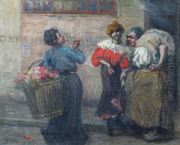 Blomsterforsaljerska Oil Painting by Wilhelm Holmgren