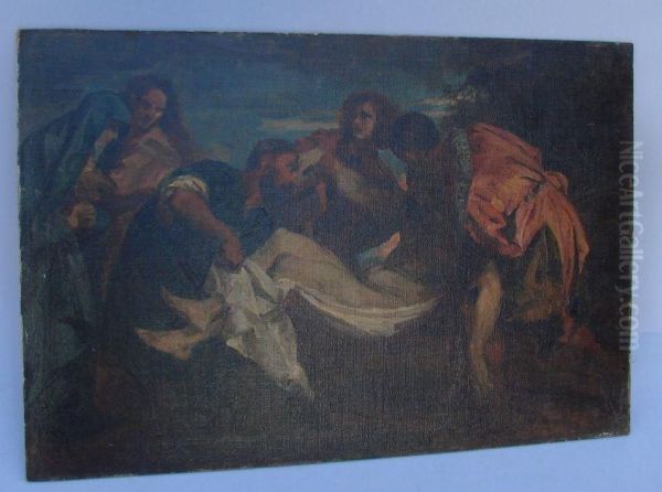 Old Master Scene After Titian Oil Painting by Wilhelm Holmgren