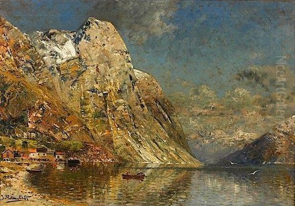 Fjord Norvegien Oil Painting by Johann Holmstedt