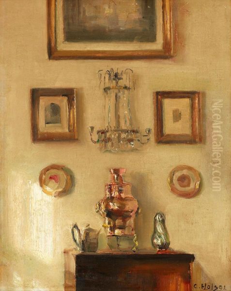 Interior With Samovar Oil Painting by Carl Vilhelm Holsoe