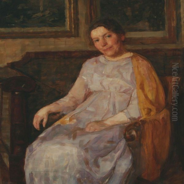 Dame I Sofa Oil Painting by Niels Holsoe