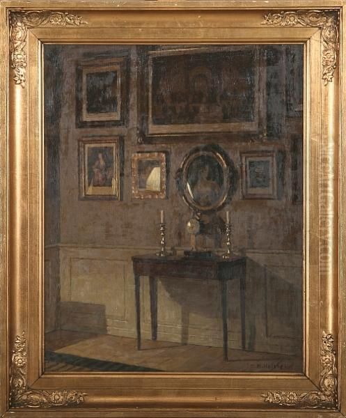 Interior With A Console Table Oil Painting by Niels Holsoe