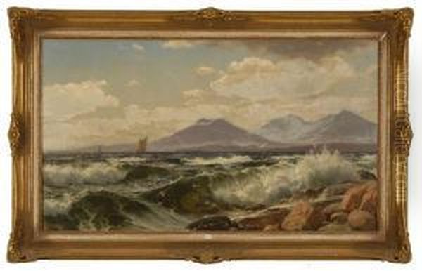 Waves Crashing Onshore Oil Painting by Lauritz B. Holst