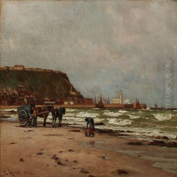 Coastal Scene Oil Painting by Lauritz B. Holst