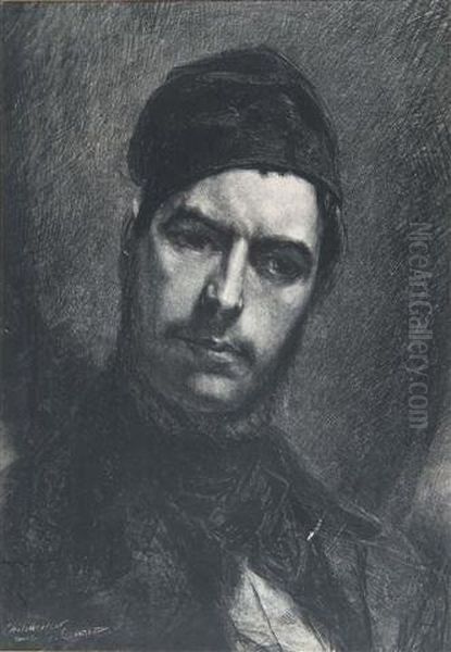 Portrait Of A Man Wearing Acloth Cap Oil Painting by Gian Pieter Holswilder