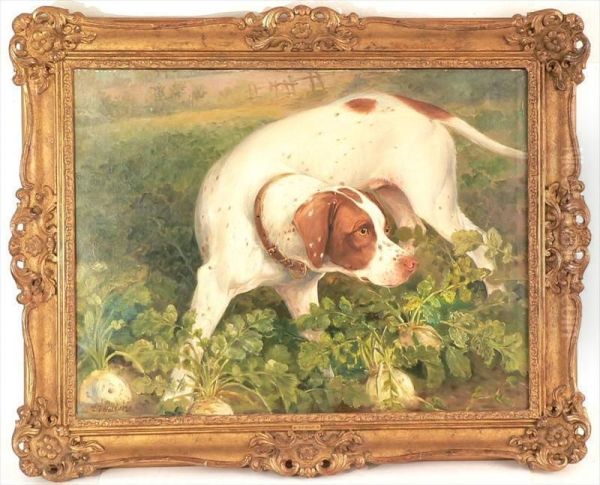 A Hunting Dog Oil Painting by Edwin Frederick Holt