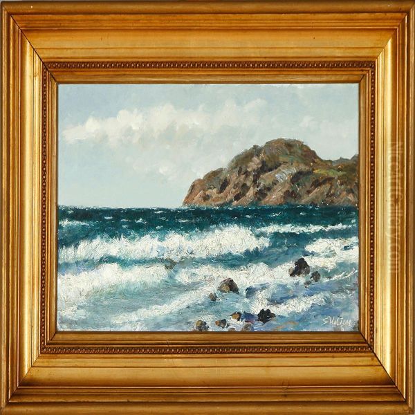 A Coastal Scenery At A Rocky Coast Oil Painting by Suzette C. Skovgaard Holten