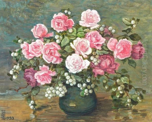 Roses Oil Painting by Suzette C. Skovgaard Holten