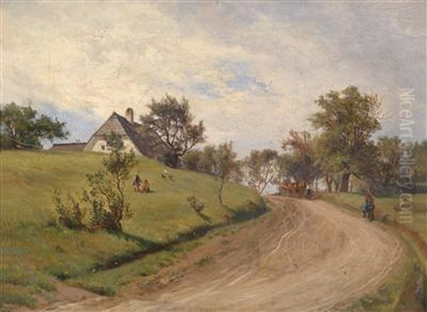 Landschaftsmotiv Mit Figurlicher Staffage Oil Painting by Georg Holub