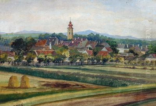 View Of Hadersdorf Oil Painting by Georg Holub